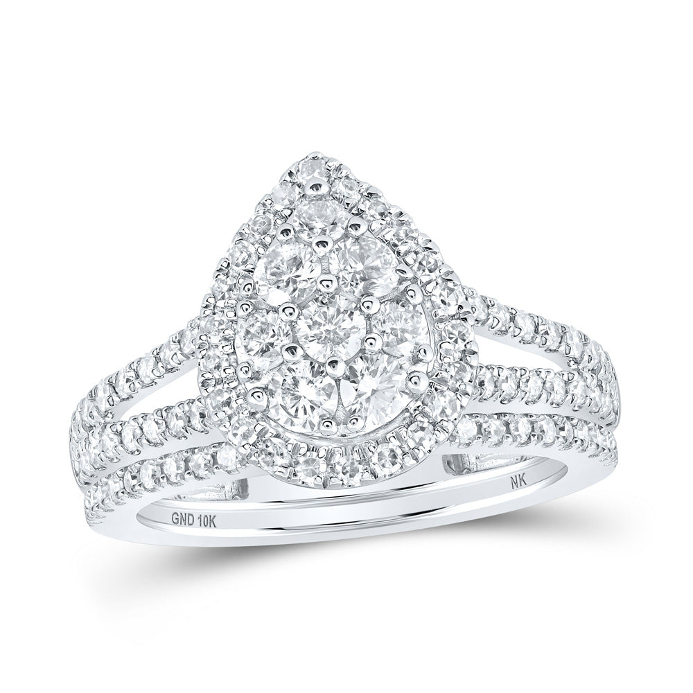 10kt White Gold Diamond Bridal Ring Set 1 Cttw Size 6 J4360