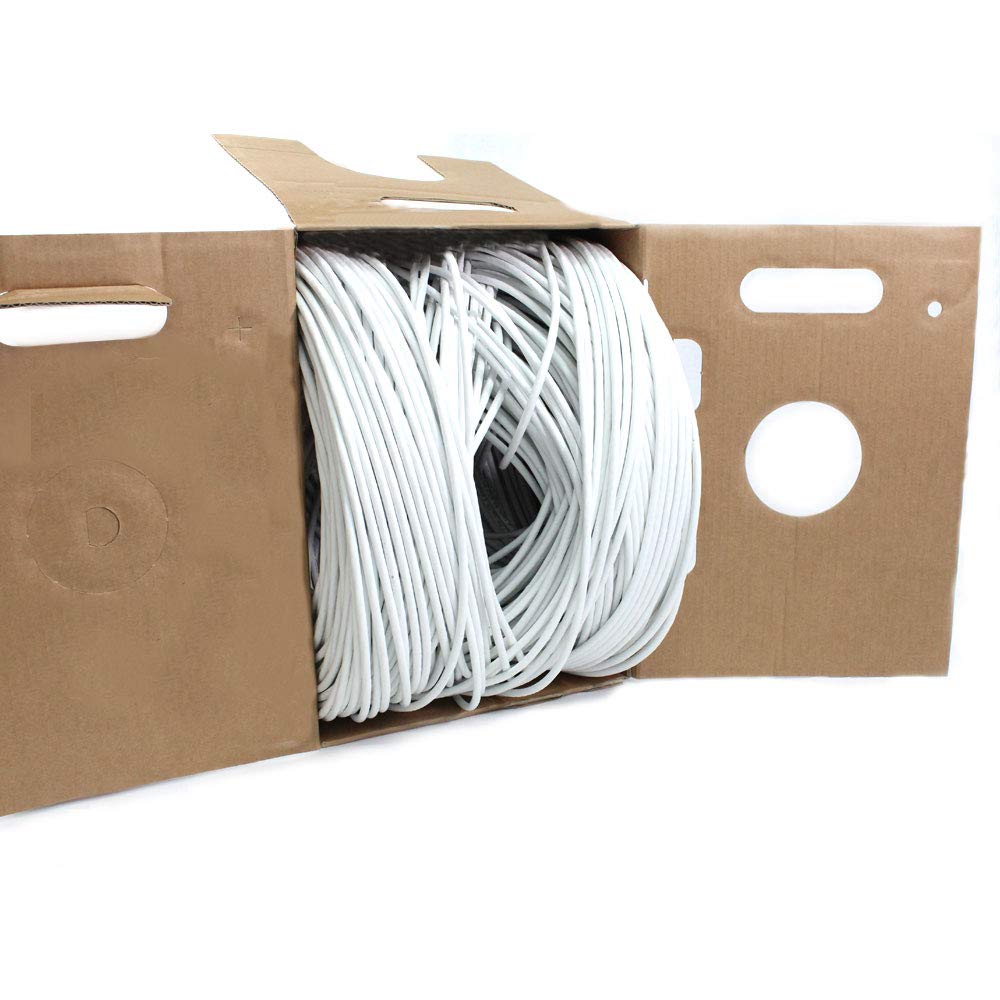 Cat6 Riser 1000FT Unshielded 23AWG Solid Bare Copper Bulk Ethernet Cable White W87292