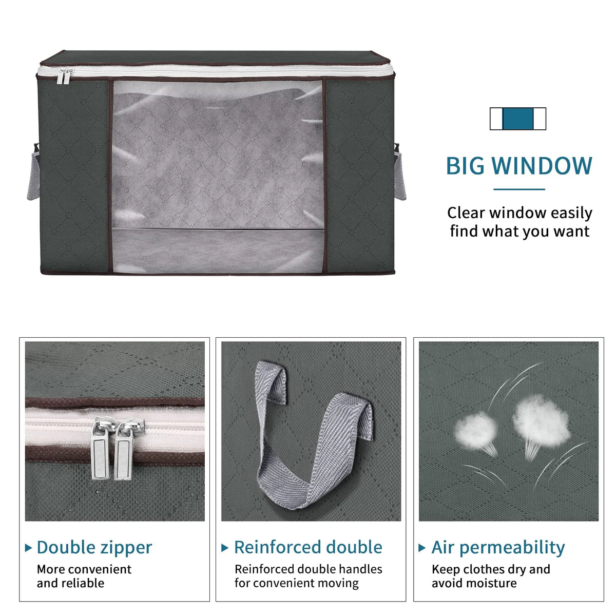 90L Foldable Clothes Storage Bags with Handles X7472