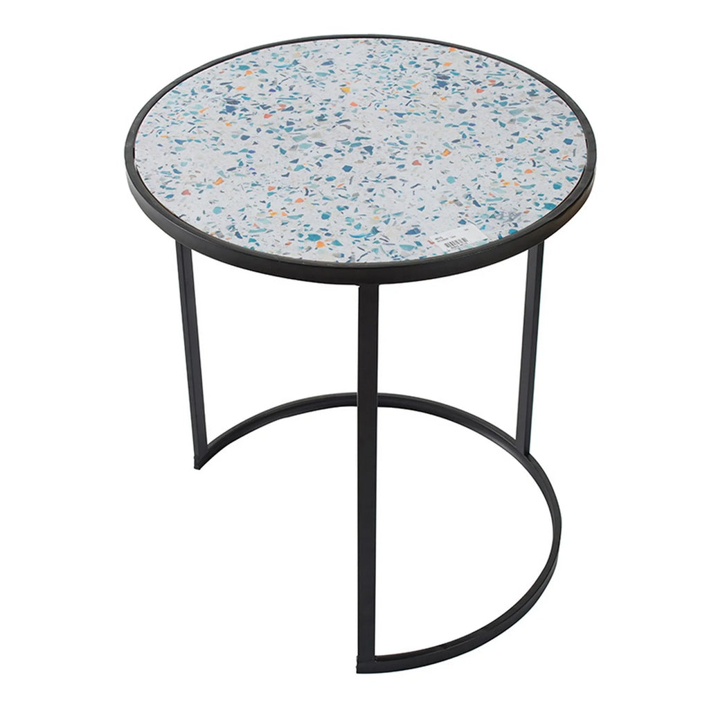 Round Wood Terrazzo Nesting Tables Set of 2 E446538