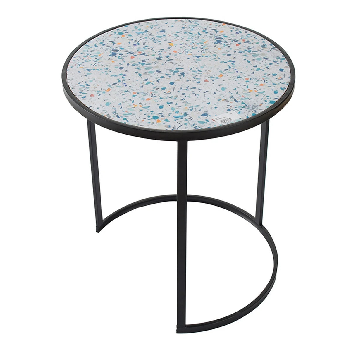 Round Wood Terrazzo Nesting Tables Set of 2 E446538