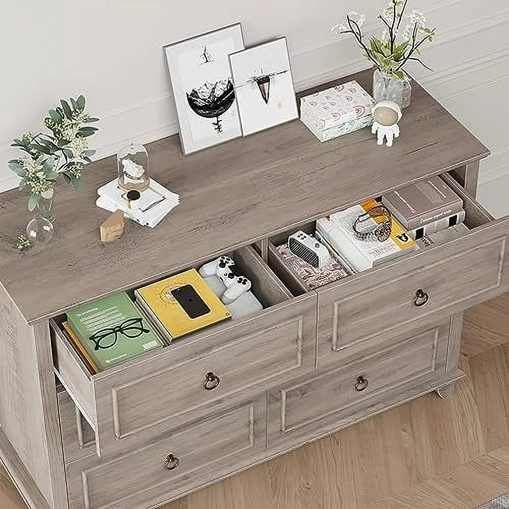 6 Drawer Double Dresser Wood Cabinet D790