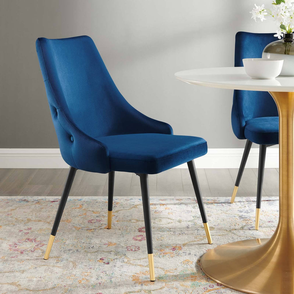 Navy Tufted Velvet Dining Side Chair A466