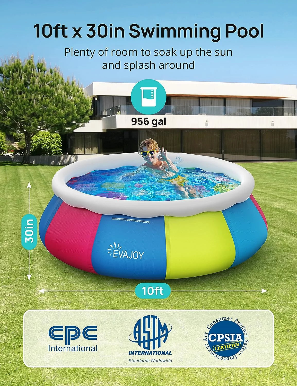 10ft 30in Easy Set Inflatable Swimming Pool with Pool Cover H61650