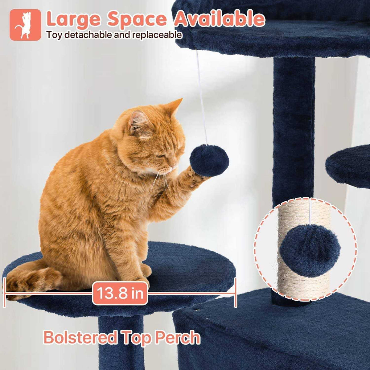 54-in Double Condo Cat Tree Tower Playhouse with Scratching Post & Perch Q20831