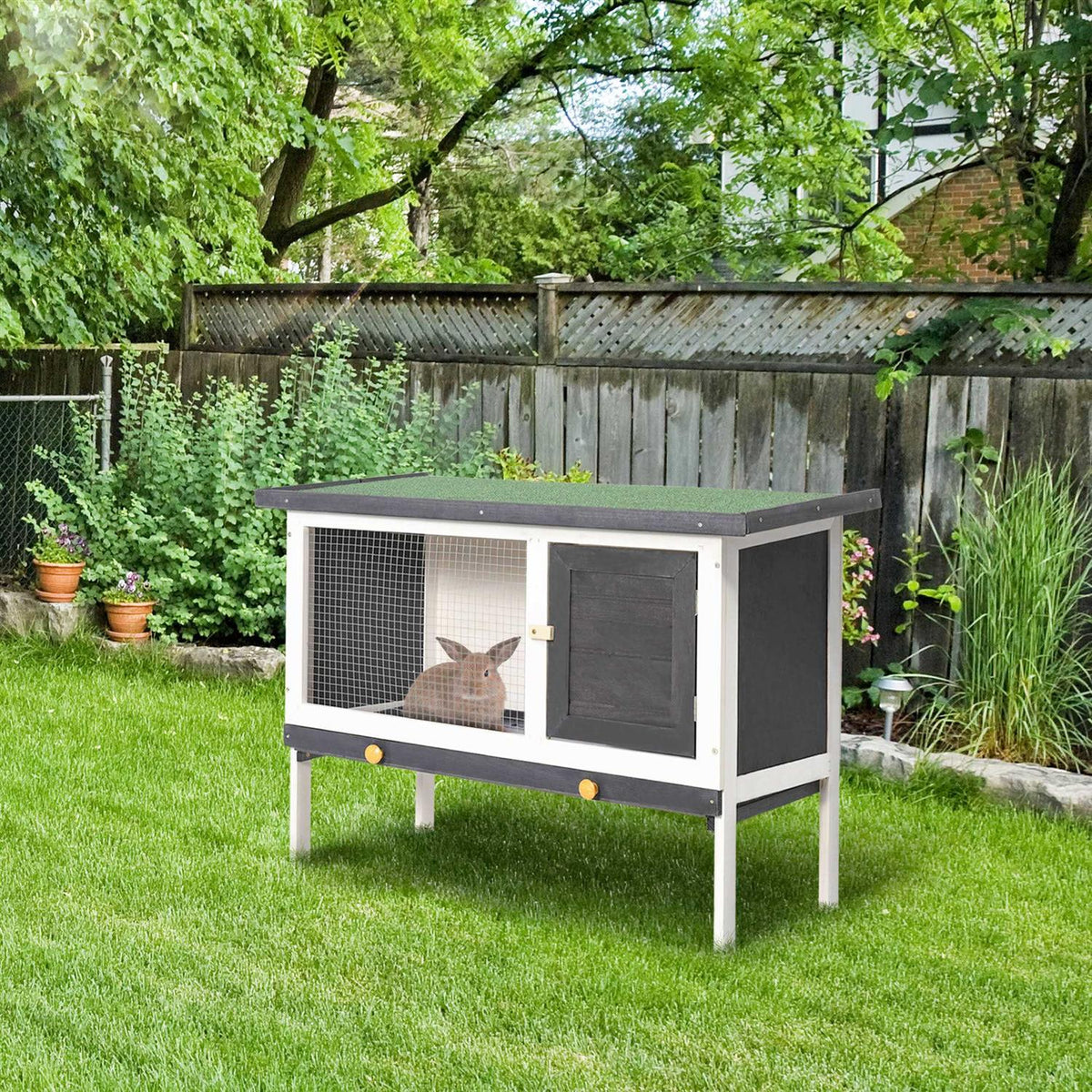 Wooden Rabbit Hutch with Pull-Out Tray P3724