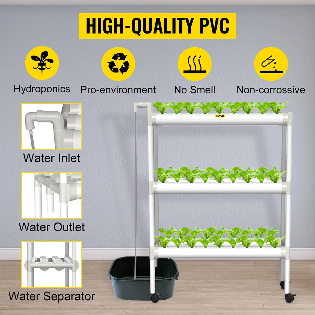 3 Layer 54 Plant Sites Hydroponic Grow Kit with Water Pump and Timer K901018