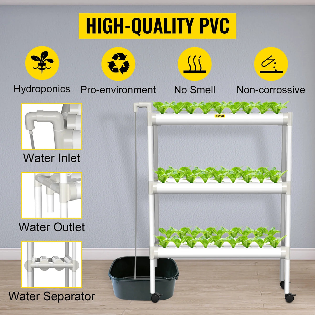 3 Layer 54 Plant Sites Hydroponic Grow Kit with Water Pump and Timer K901018