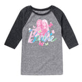 Tie Dye Barbie and Butterflies Toddler And Youth Raglan Graphic T-Shirt H423