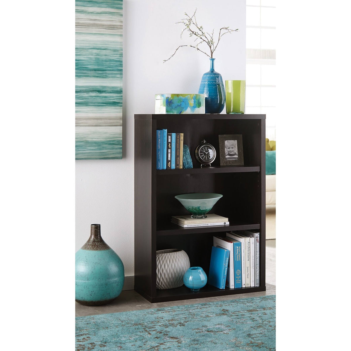 3-Shelf Bookcase Black Walnut P5107