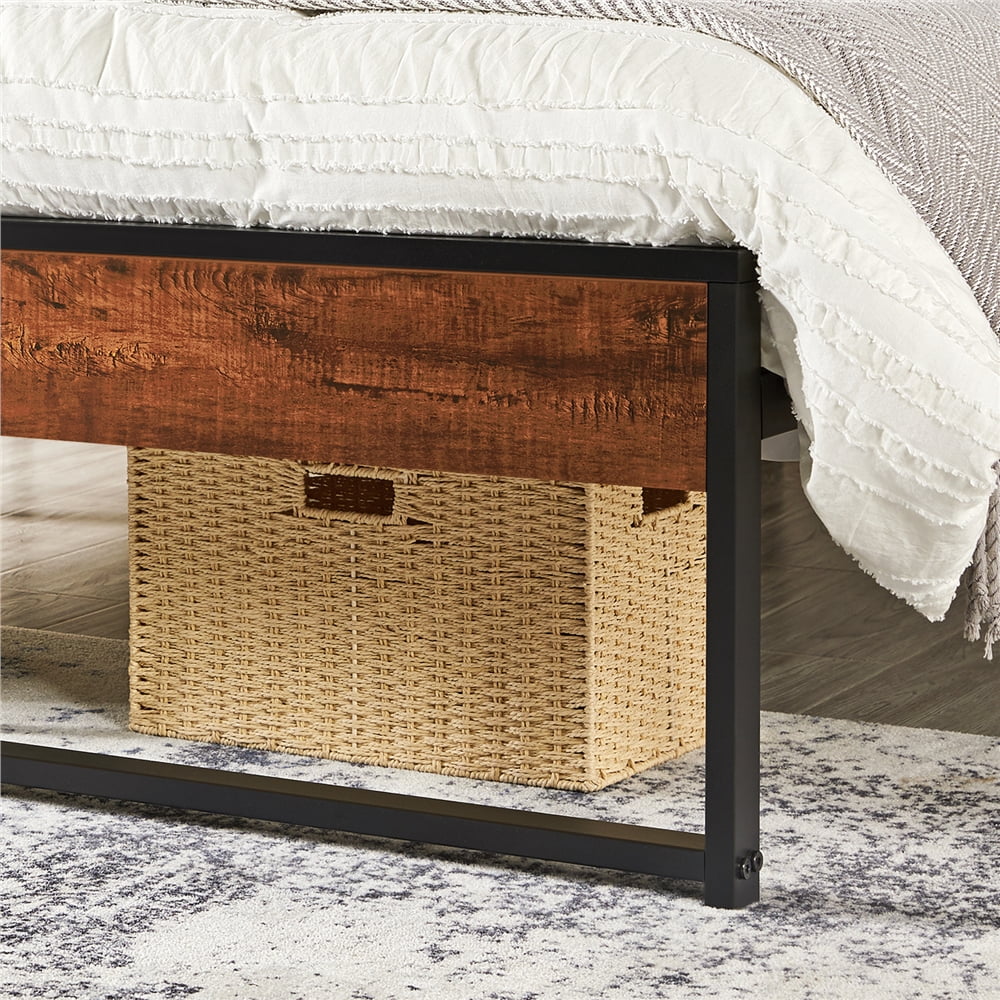 Twin Metal Bed Frame with Wood Headboard & Footboard R7920