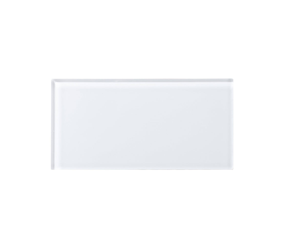3x22 x 6x22 x 5mm Glass Peel & Stick Subway Tile - 8 Square Feet per Carton - Super White I19658