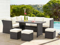 7 Piece Rattan Wicker Sectional Sofa Set with Dining Table & Chair F87660