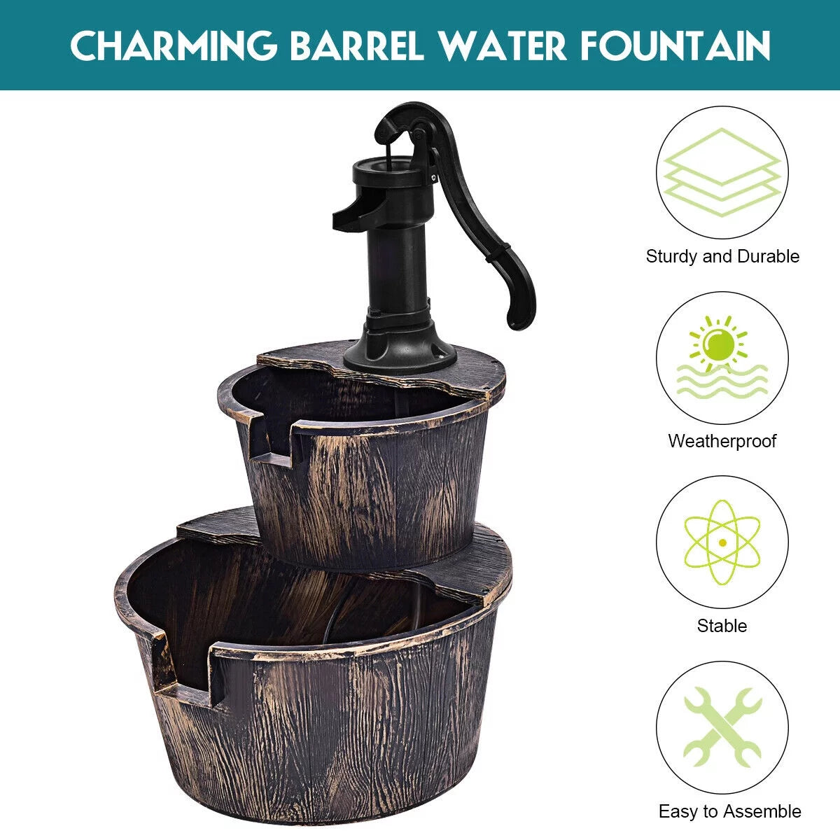 2 Tier Barrel Water Fountain Q4774