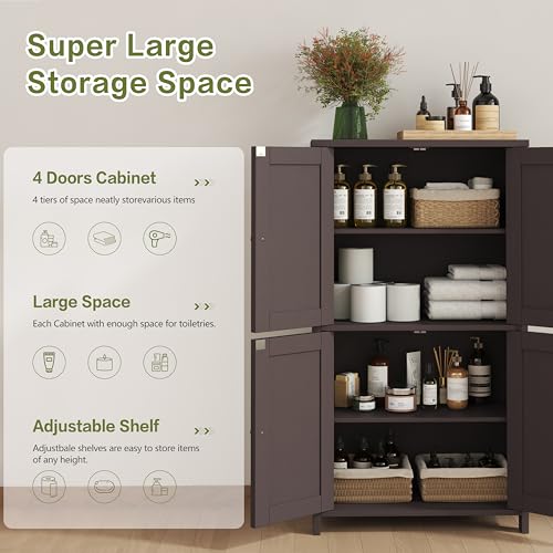 Brown Freestanding Storage Cabinet with 4 Doors I11984