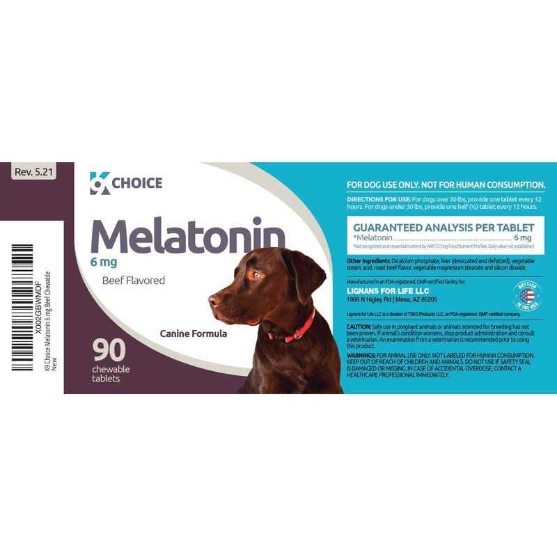 Melatonin for Dogs 6mg 90 Beef Flavored Chewable Tablets S205246