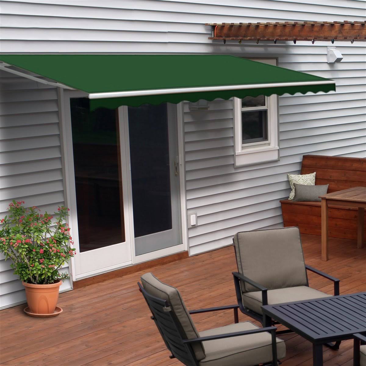 Motorized Retractable Patio Awning, Green N2053
