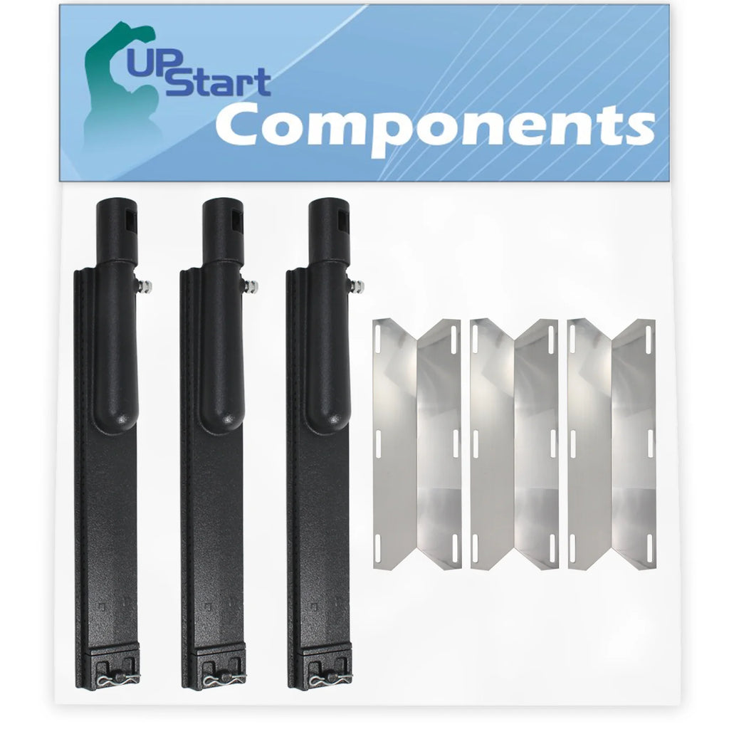 3-Pack BBQ Gas Grill Tube Burner & Heat Shield Plate Replacement Parts X7973
