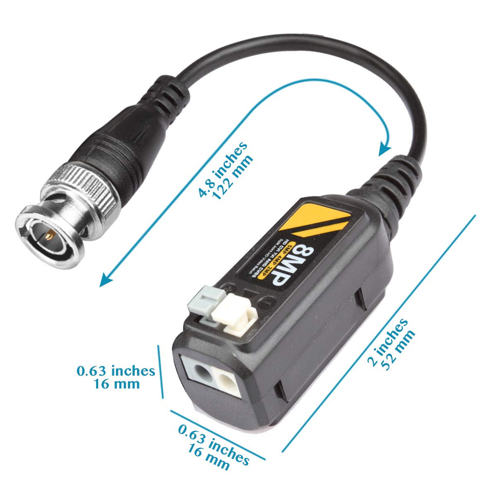 20 Pairs Passive Video Balun Connectors for BNC Male CCTV Camera System N8116