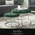 Green Velvet Cocktail Ottoman Set of 2 Y872479
