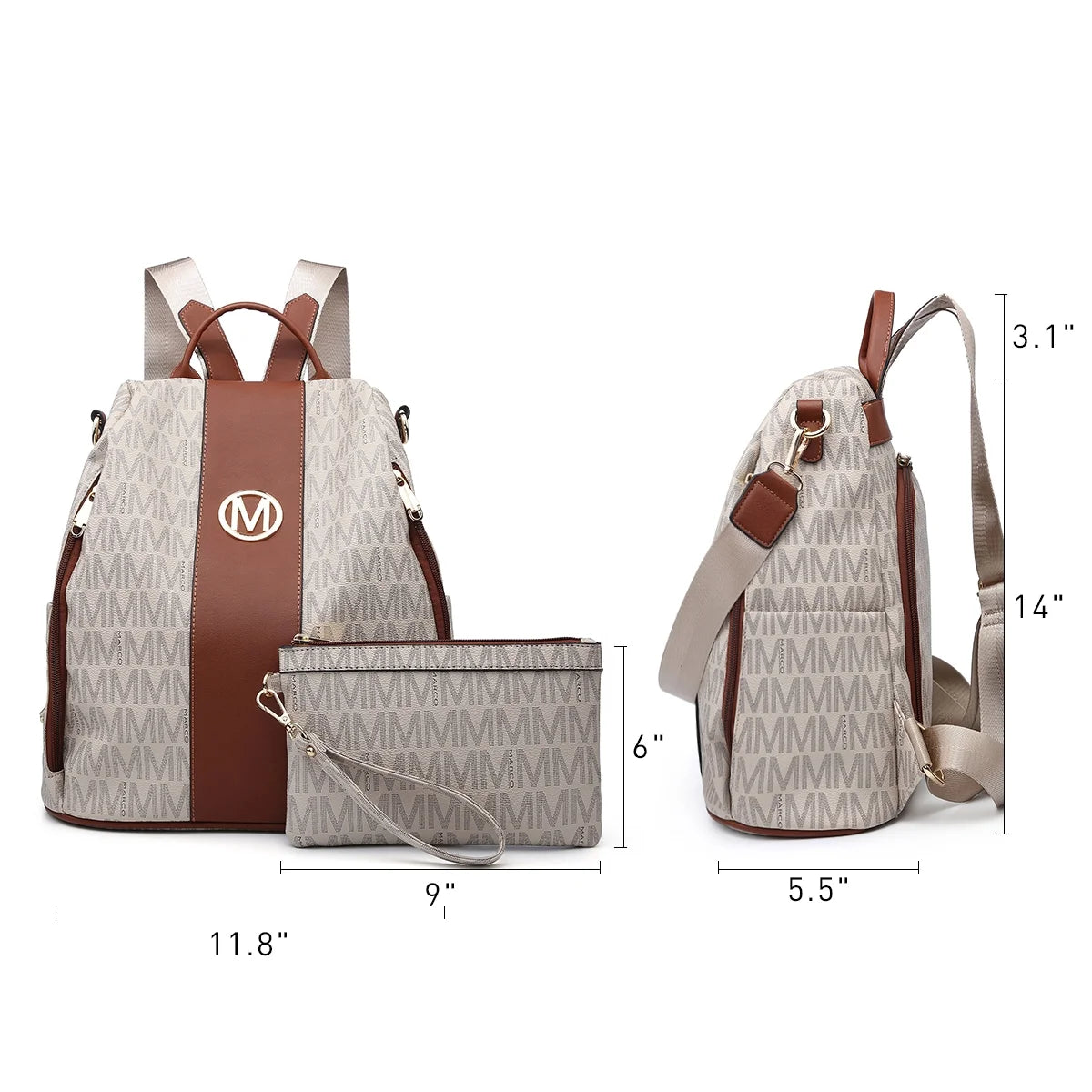Anti-Theft Travel Backpack and Purse Wallet Set 2pcs S453570