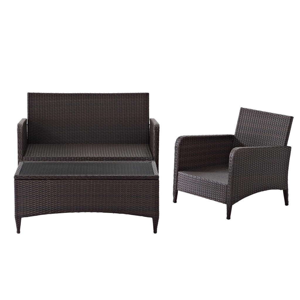 3Pc Outdoor Wicker Conversation Set Sangria/Brown N5863