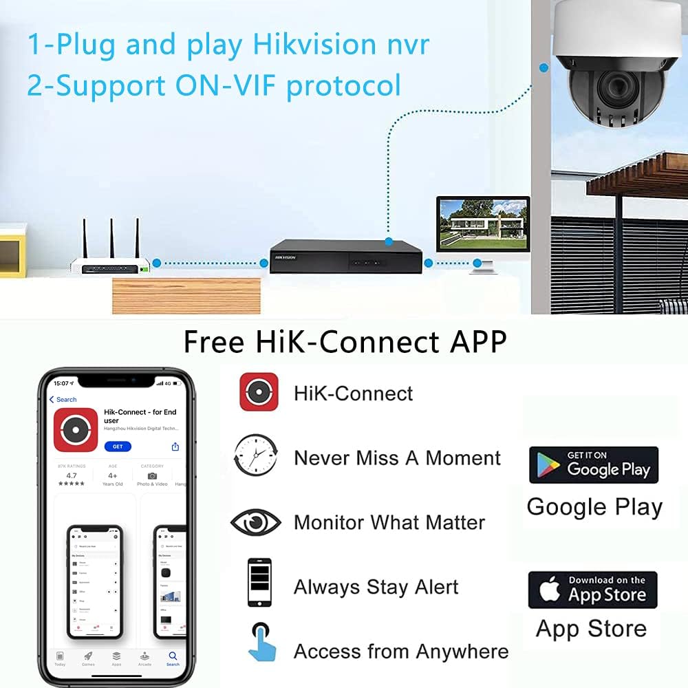 4MP HD POE PTZ IP Camera, 2.8mm~12mm 4X Optical Zoom, Smart IR Night Vision, H.265+, IP67 Waterproof G152772