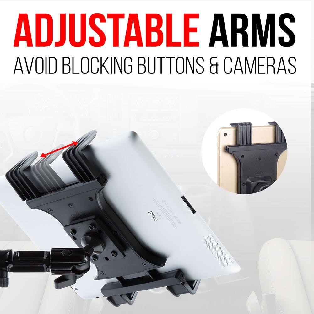 Aluminum 3-Way Adjustable Arm Tablet Cup Holder Mount R4077
