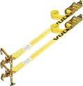 Classic Yellow Car Tie Down with Frame Hook Cluster - 96 Inch - 2 Pack O748
