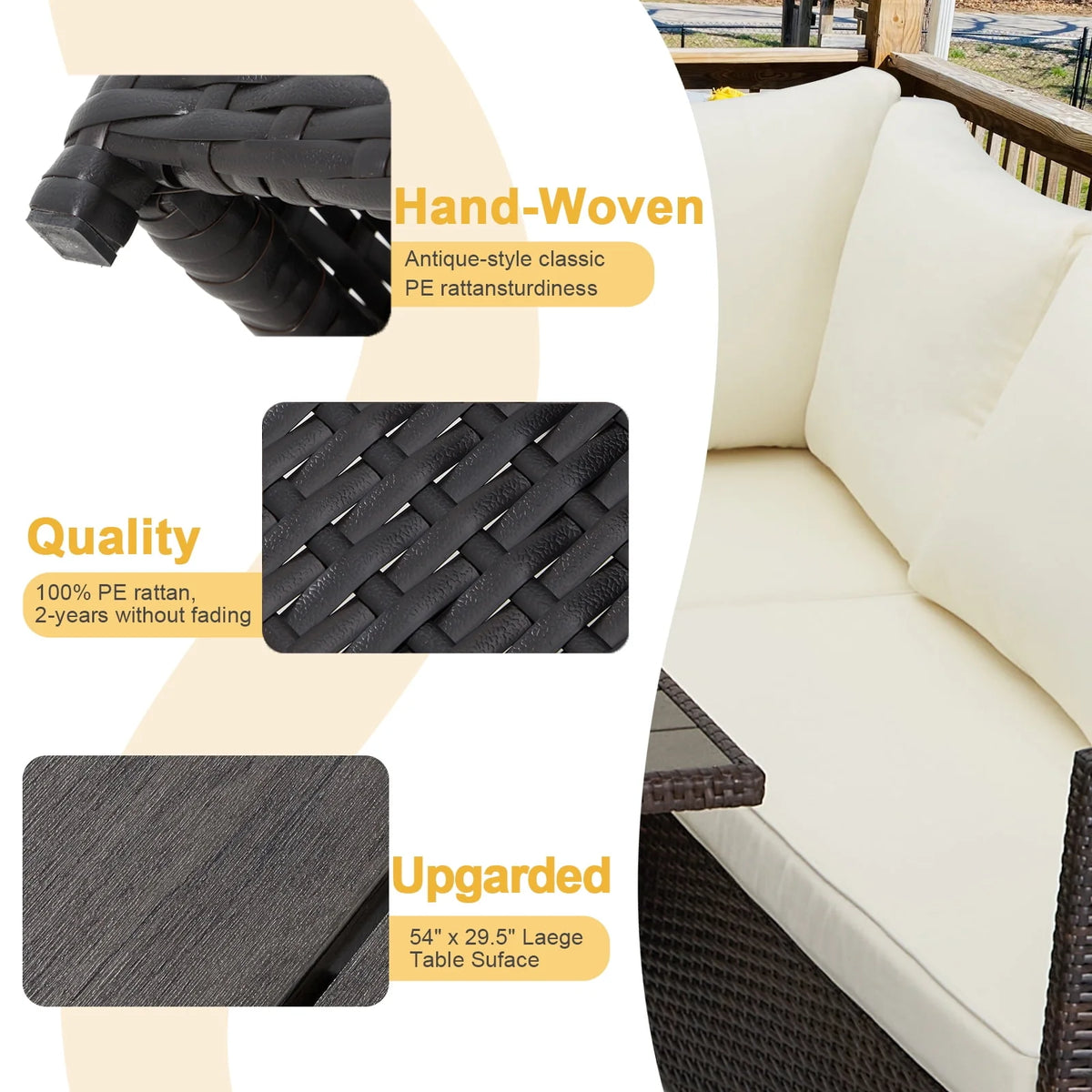 7 Piece Rattan Wicker Sectional Sofa Set with Dining Table & Chair F87660