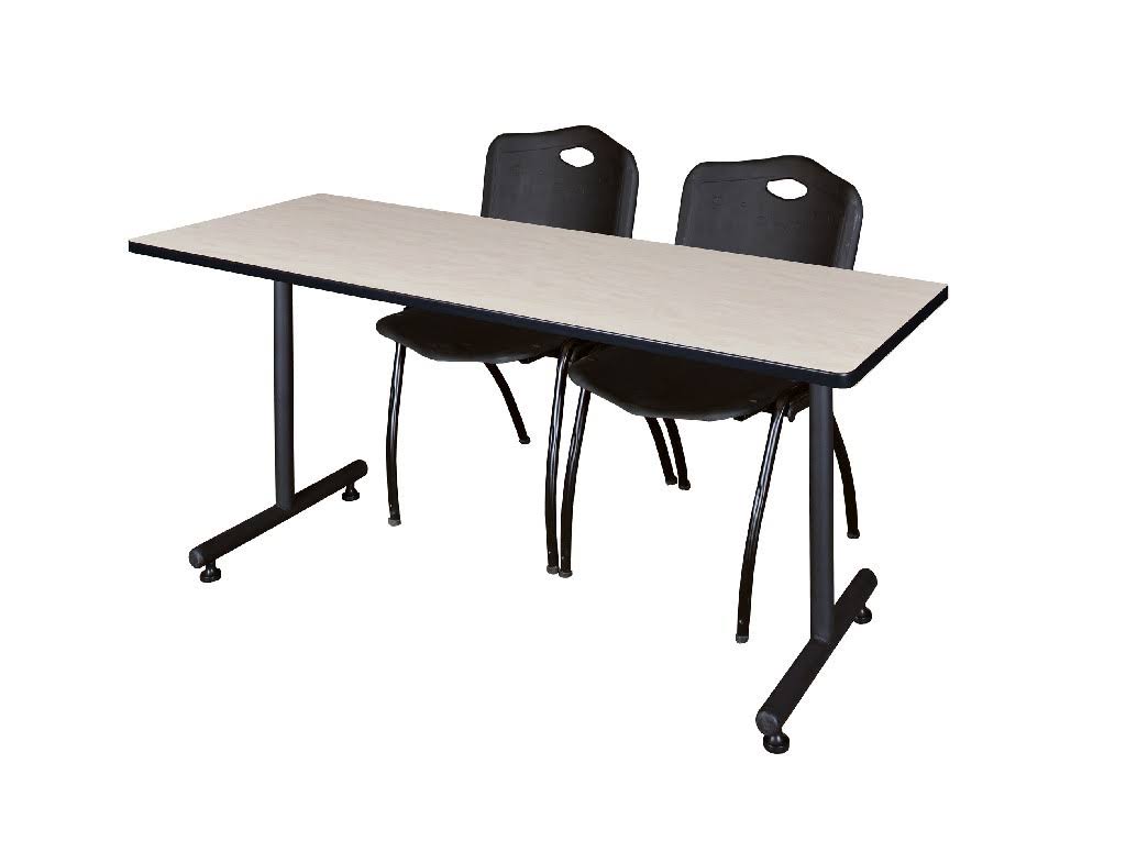 Maple Training Table & Black Stack Chairs F42055