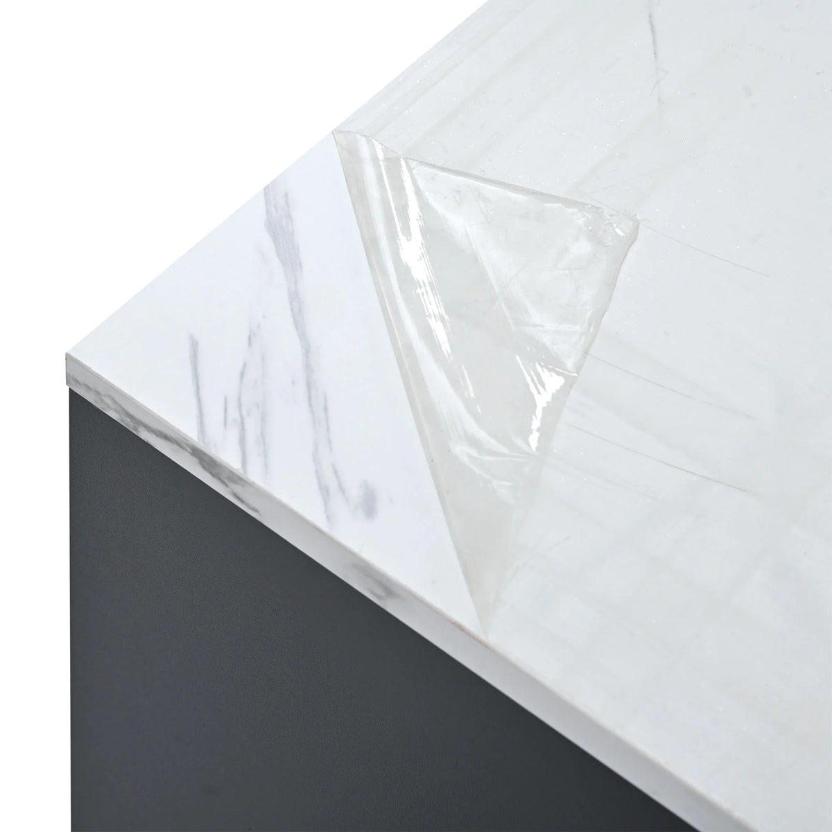 Gloss Coffee Table with Wheels and Marble Top F659