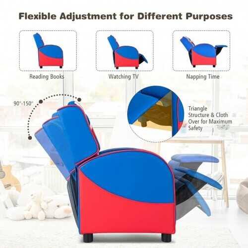 Blue Leather Recliner Chair with Side Pockets I244558