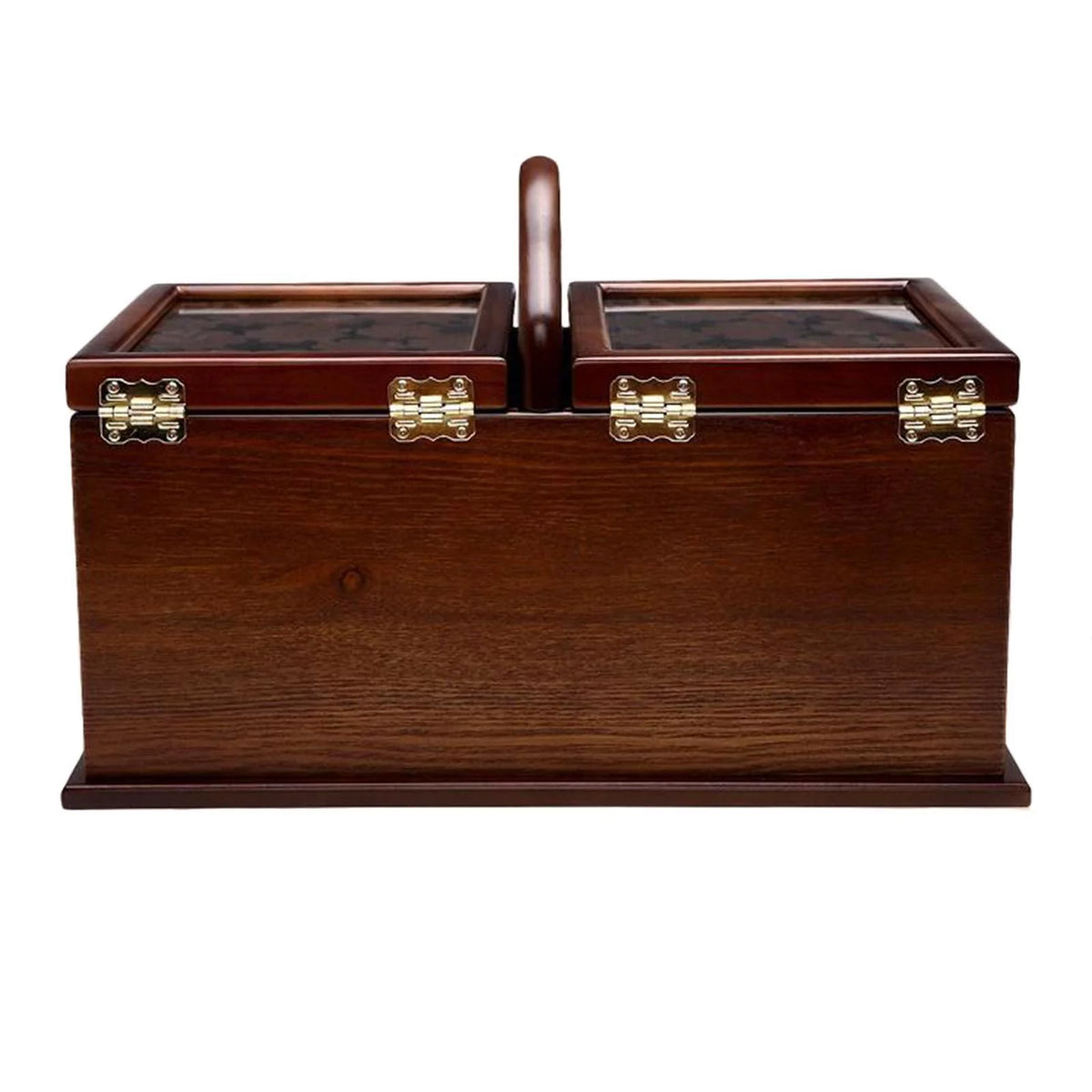 2 Tier Wooden Sewing Basket Jewelry Storage Box Organizer V16145