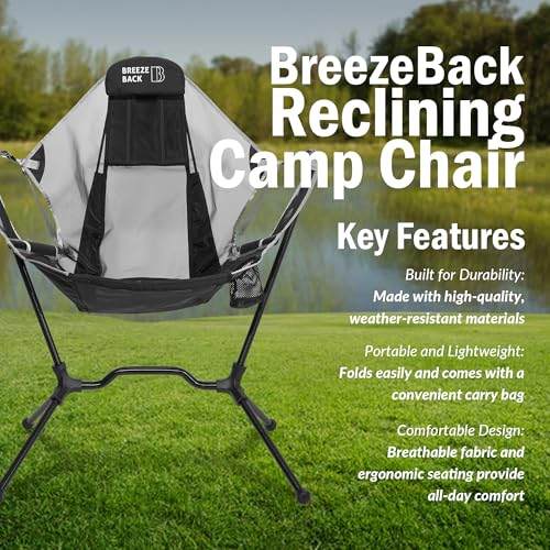 Lightweight Foldable Reclining Rocking Camping Chair with Cup Holder and Carry Bag P497