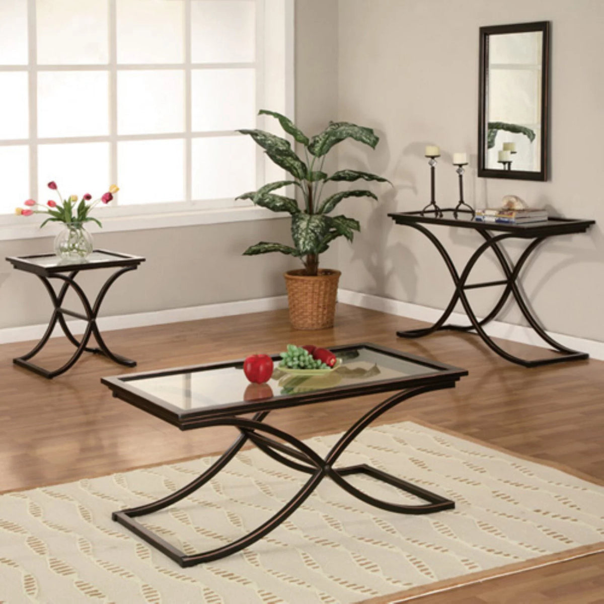 Black Metal & Glass Cocktail Table F528385