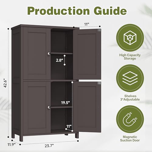 Brown Freestanding Storage Cabinet with 4 Doors I11984