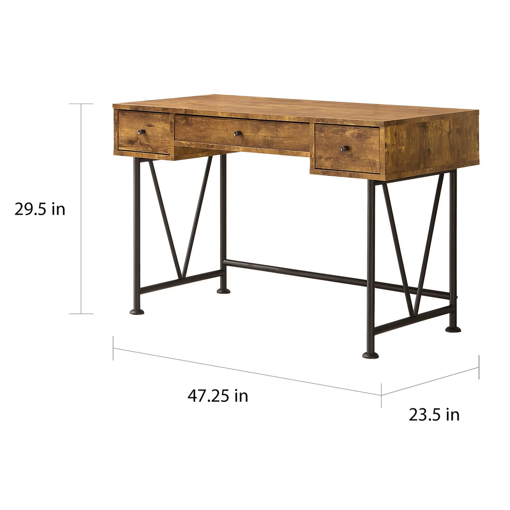 Antique Nutmeg and Black 3-drawer Writing Desk W497593