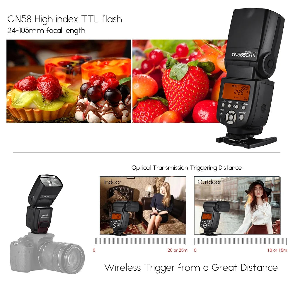 Wireless TTL Slave Flash Speedlite GN58 for Canon DSLR Camera W6627