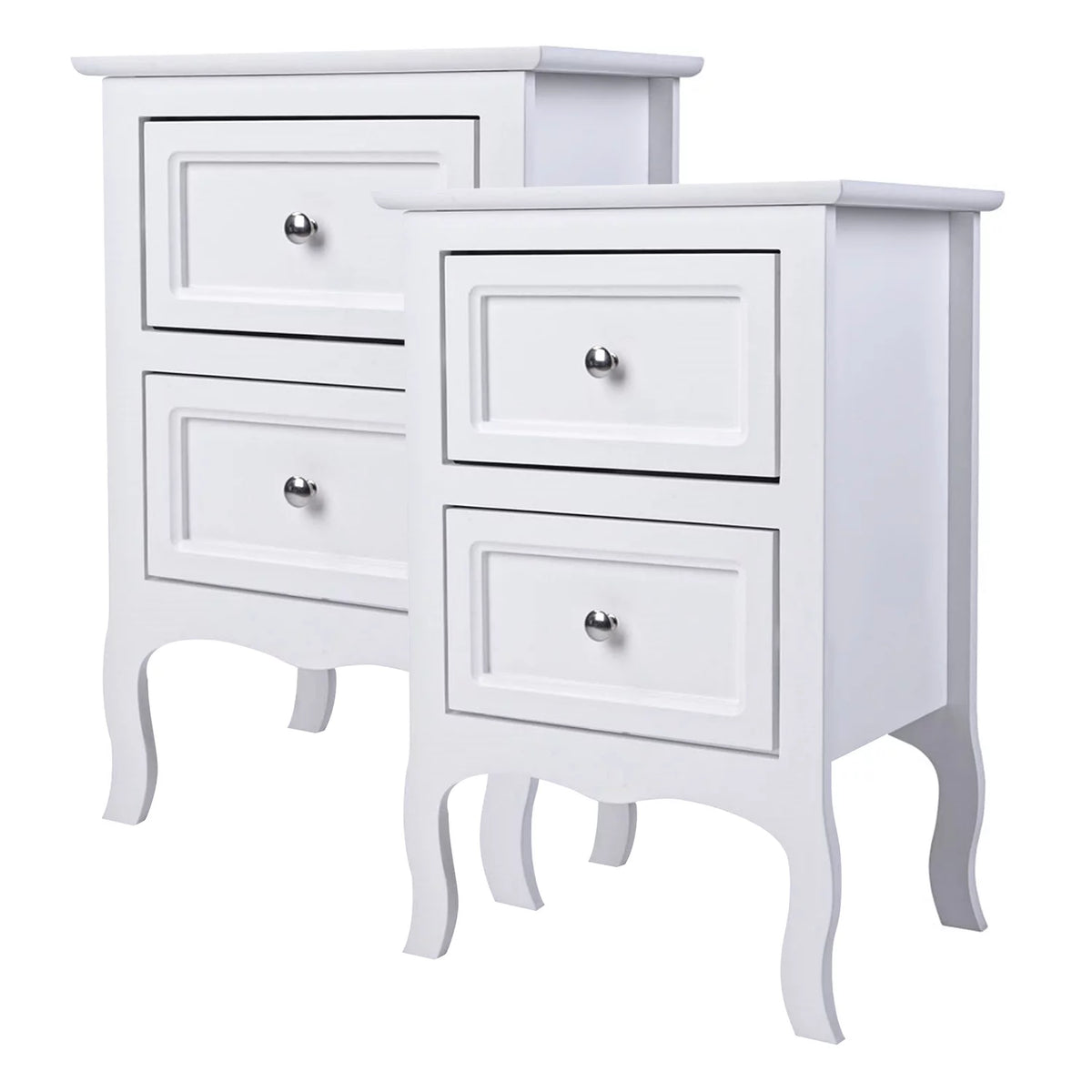 White Set of 2 Nightstand with 2 Drawer E5811