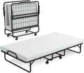 Twin Size Folding Bed with 4 Mattress and Metal Frame J4714