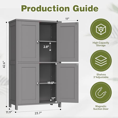 Brown Freestanding Storage Cabinet with 4 Doors I11984