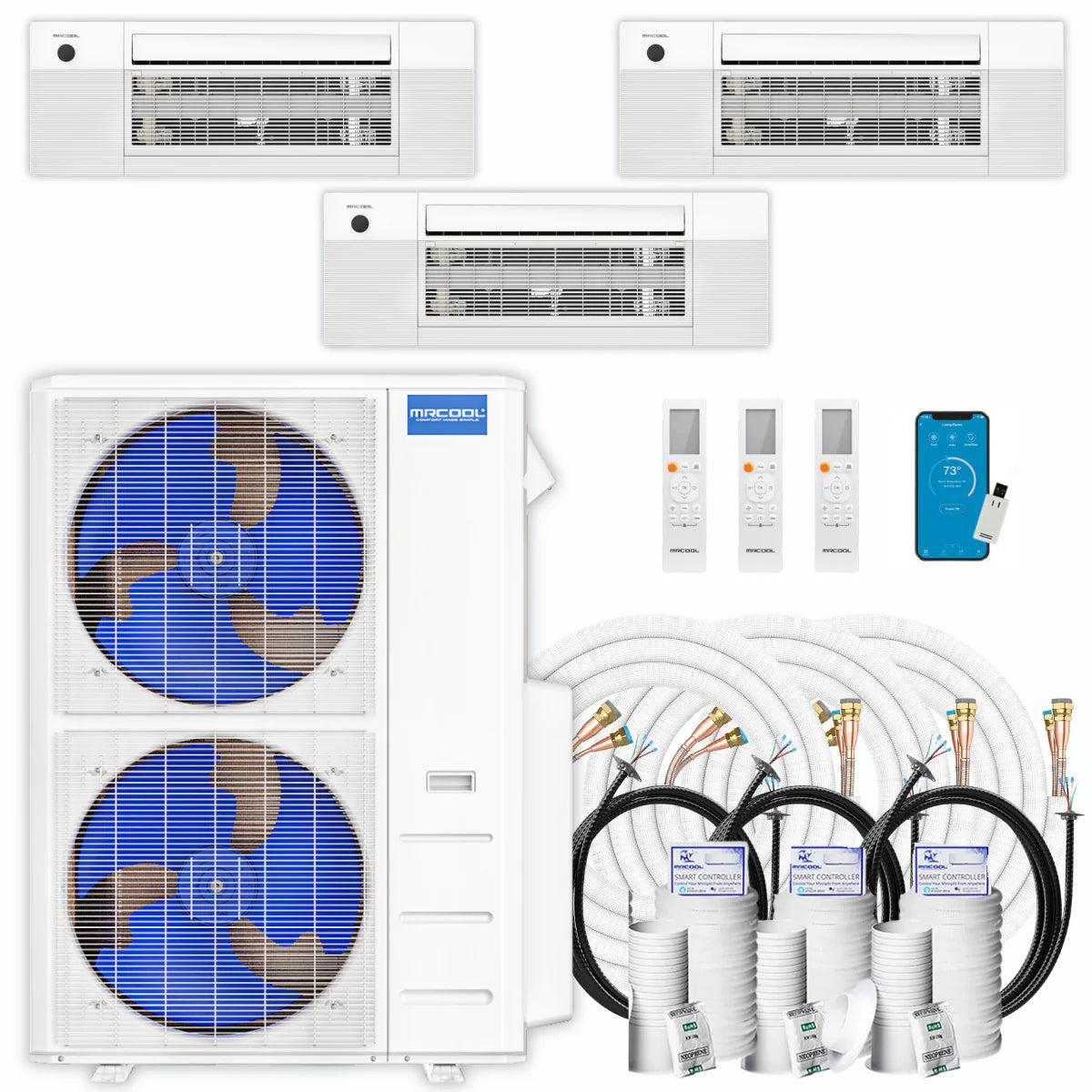 42,000 BTU 3 Zone Ceiling Cassette Ductless Air Conditioner and Heat Pump Z20711