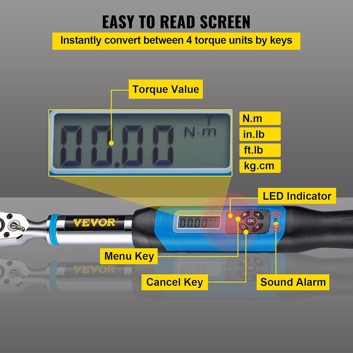 3/8 Drive Digital Torque Wrench with LED Display and Case J6507